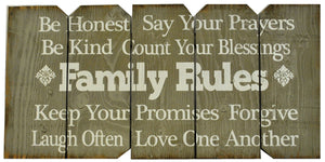 18 x 36 Rustic "Family Rules" Farmhouse sign in Gray with White letters (Free shipping with Code: FREE at checkout)