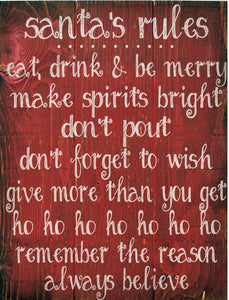 16 x 19 Red/White Santa's Rules