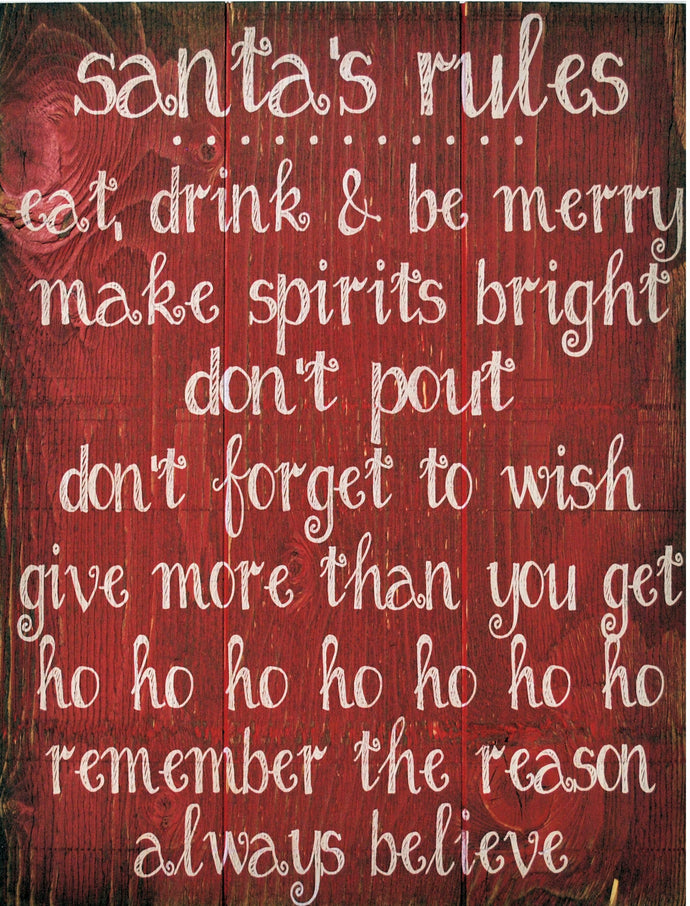 16 x 19 Red/White Santa's Rules