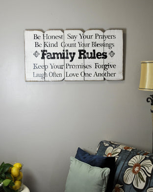 18 x 36 White Family Rules (Free Shipping with Code: FREE at checkout)