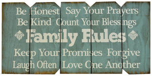 18 x 36 Tiff Blue Family Rules (Free shipping with Code: FREE at checkout)